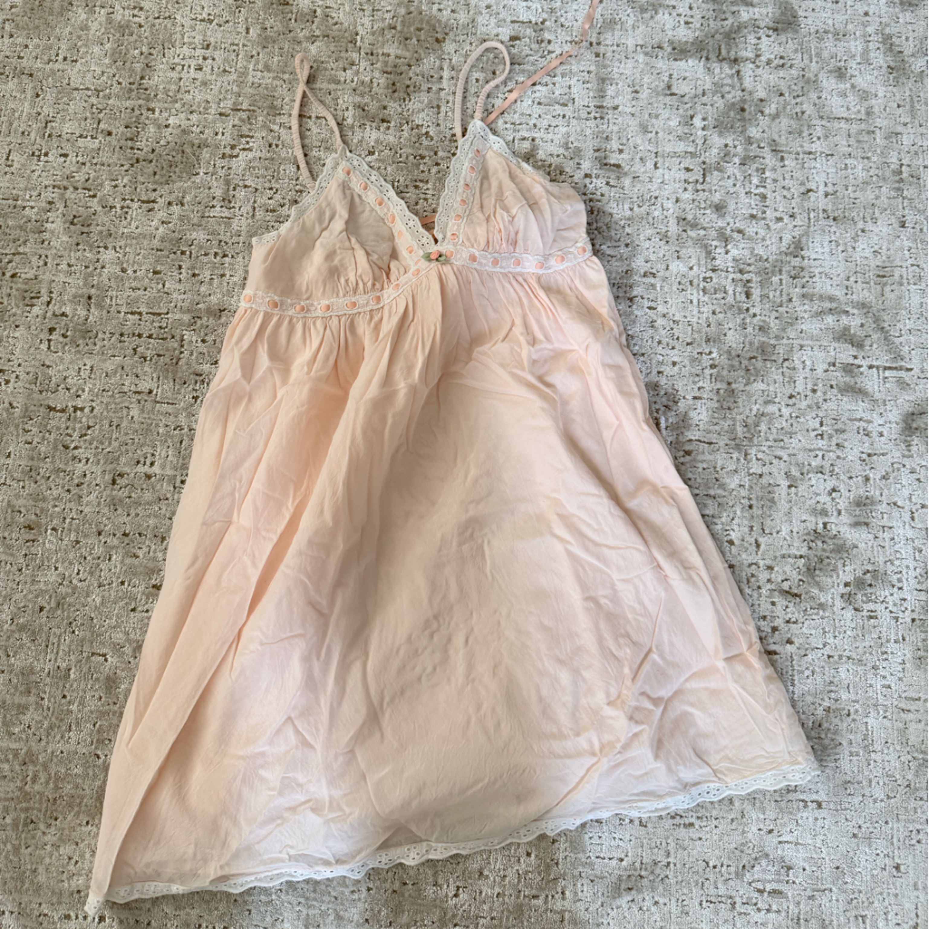 Kitteny Elegant Peach Mini Dress With Lace Accents